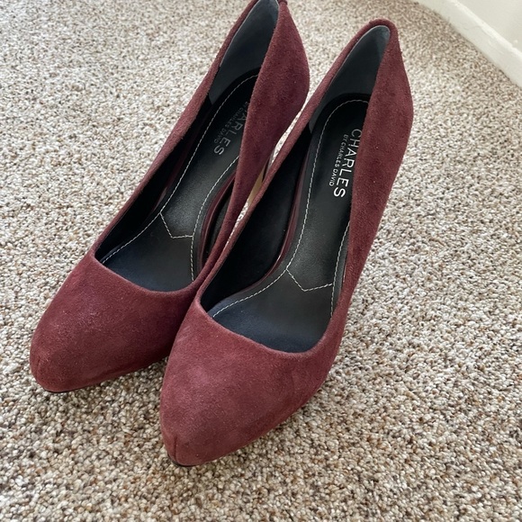 Charles by Charles David Formal Heels Size 9 Suede Maroon Heels Party Classy - Picture 3 of 8
